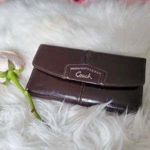 Coach Ashley Patent Leather Checkbook Wallet